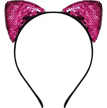 Čelenka Kočičí čelenka s flitry, růžová