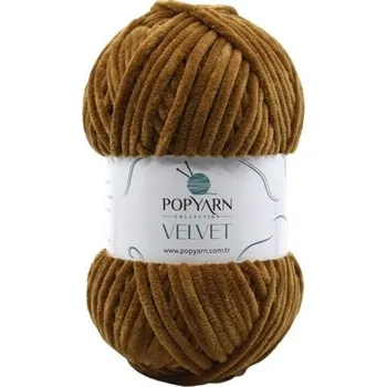 Příze POPYARN Pletací příze Velvet B09 - hnědá