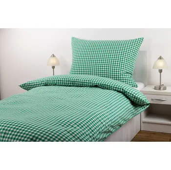 Povlečení JAN peří Kanafasové povlečení - zelená kostka - Kanafasové povlečení - zelená kostka - souprava povlečení 70x90 + 140x200