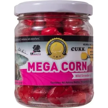 Návnadová surovina LK Baits Obří kukuřice MEGA CORN - Lesní jahoda 220ml