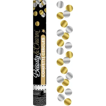 Party dekorace Vystřelovací konfety Zlaté a stříbrné kruhy, fólie, 40 cm