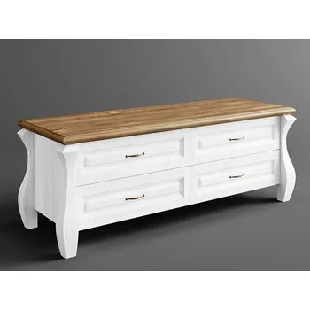 Obývací stěna Rustikální TV stolek AUSTIN Romance ANDALUS z masivu Barevné provedení: Bílá - hnědá 22-05
