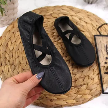 Dětská treková obuv Dívčí kožené baleríny černé - Nazo 23