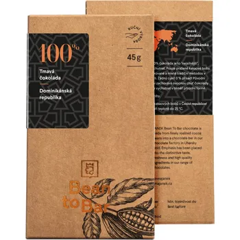 Čokoláda Čokoládovna Janek Bean To Bar Dominikánská republika hořká čokoláda 100 % 45 g