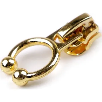 Zip Jezdec ke spirálovým zipům No 5 s ozdobou, barva 6 (02) žluté zlato