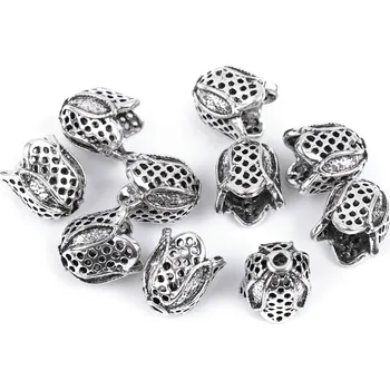 Koncovky na šňůrky / dekorační kaplíky / sukýnka 12x12 mm, barva 1 platina