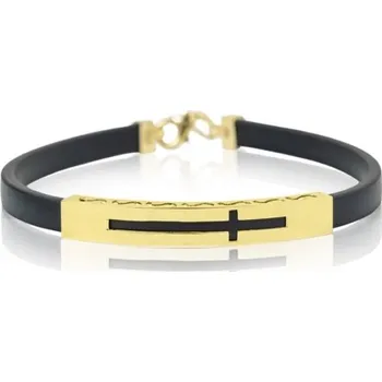Náramek Couple, Silikonový náramek Cross, žluté zlato, délka 19 cm, 585-16-5-2250.0Z00.0.19.000.cr