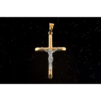 Přívěsek Zlatý křížek s Ježíšem P079,Au 585/1000 14kt, (14kt,váha:0,50g a 1,0g)