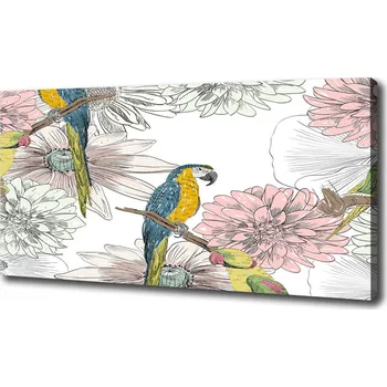 Obraz Foto obraz na plátně Papoušci a květiny