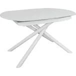 Bílý skleněný rozkládací jídelní stůl Kave Home Vashti 160/190 x 100 cm