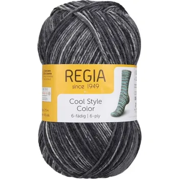 Příze Regia 6-ply Cool Style Color 02930 grau (Ponožková příze Regia Cool Style Color 6-ply 02930 grau)