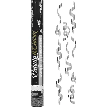 Party dekorace Vzduchové konfety B&C Streamers, stříbrné, 40 cm
