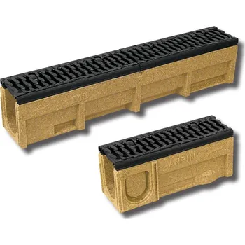 Odvodňovací žlab Anrin Polymerbetonový žlab B125 H60 mini litinový rošt 60x120x1000 mm