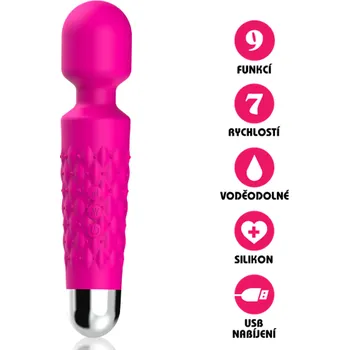 Vibrátor VšeNaSex.cz Masážní vibrátor USB Silicone Magic Wand růžový