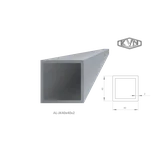 Hliníkový jekl 40x40x2 mm, délka 6000 mm, materiál EN AW-6060 T66, přírodní hliník bez povrchové úpravy, cena za kus