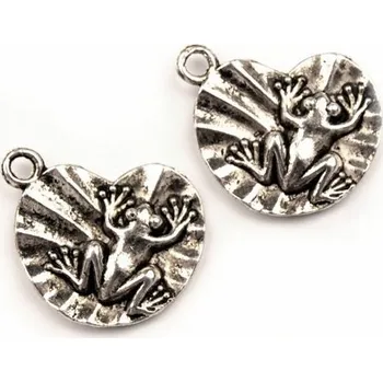 Přívěsek Přívěsek kovový - ŽÁBA NA LISTU Ø17mm