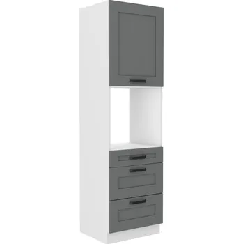 Kuchyňská linka Vysoká skříň na troubu se šuplíky PREMIUM BOX LUNA bílá/dustgrey MDF 60 DPS-210 3S 1F