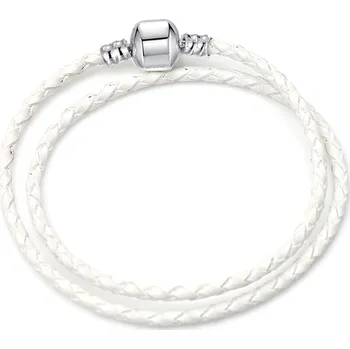 Náramek Náramek na korálky TOPBEADS kožený bílý dvojitý