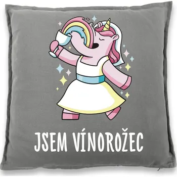 Dekorativní polštářek Polštářek pro milovníky vína Jsem vínorožec, Barva Šedá, Velikost 40×40 cm, Canvas Bavlněný polštář Bezvatriko.cz 1035