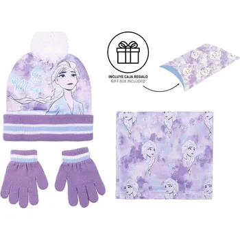 Čepice CERDA Souprava čepice, nákrčník, rukavice Frozen Elsa 3ks + dárková krabička
