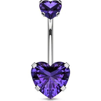 Piercing Ocelový piercing do pupíku srdíčko (fialová)