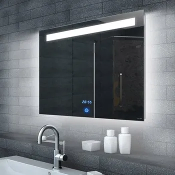Zrcadlo Zrcadlo s LED osvitlením a hodinami 800x650x43mm (bssML6508)