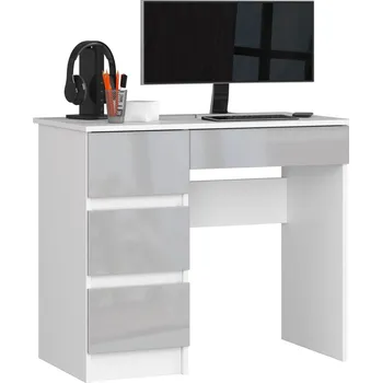 Psací stůl Psací stůl A-7 90 cm bílý/světle šedý lesk levý