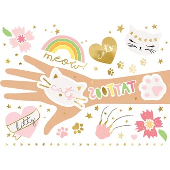 Svatební dekorace PCo Dětské tetování - motiv Cats mix, 12 ks