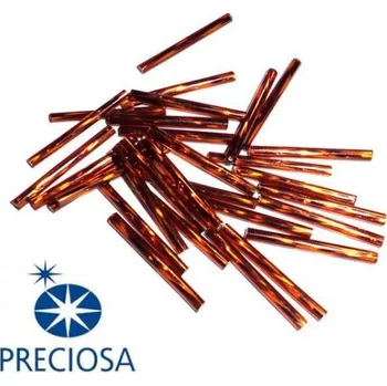 Dětské navlékací korálky Rokajl PRECIOSA - čípky rezavě hnědá kroucená > 25mm/30ks
