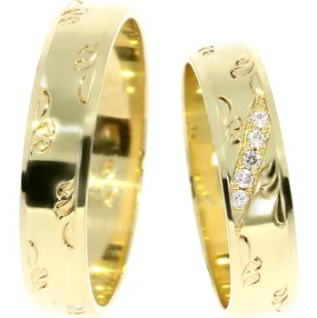 Prsten Zlatnictví Helios Snubní prsteny L-304 Kameny: Se Zirkony