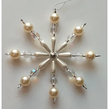 Vánoční dekorace Korálková hvězda Ø9cm - barva bílá smetanová