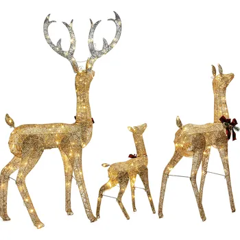 Vánoční světelná dekorace DMS Germany RTF-3 sobí rodina dekorace 186 LED teplá bílá