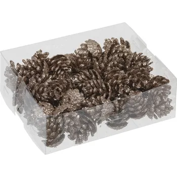 Vánoční dekorace Umělé šišky champagne, sada 48 ks (134652 057 244304 šiška champagne)