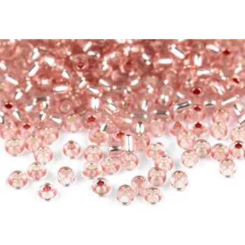 Dětské navlékací korálky Korálky/rokajl s průtahem - růžová > (8/0) Ø2,9mm (sáček 30g)
