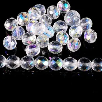 Korálek Korálky broušené/ohňovky - bílá průhledná AB lesk > Ø14mm (5kusů)