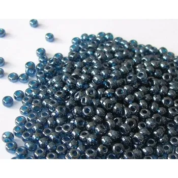 Dětské navlékací korálky Rokajl PRECIOSA modrá perleťová tmavá > (10/0) Ø2,3mm (sáček 20g)