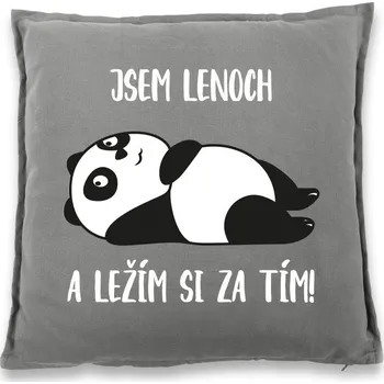 Polštář Polštář Jsem lenoch a ležím si za tím!, Barva Šedá, Velikost 40×40 cm, Canvas Bavlněný polštář Bezvatriko.cz 0516