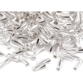 Dětské navlékací korálky Rokajl PRECIOSA - čípky stříbrná > 10mm (20g)