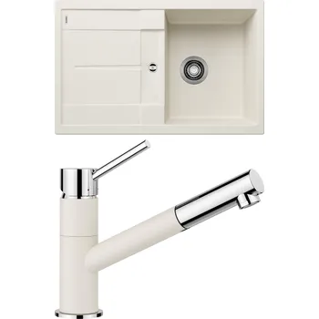 Granitový dřez Set Blanco 09-D 25 (dřez Metra 45 S Bílá soft + baterie Kano-S Bílá soft)