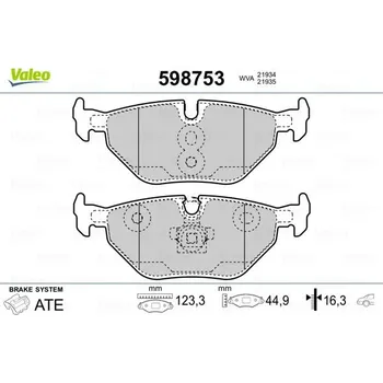 Brzdová destička Sada brzdových destiček, kotoučová brzda VALEO 598753