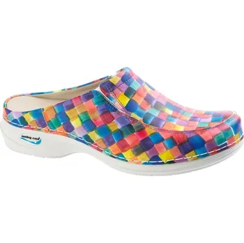 Dámská obuv Nursing Care PARIS WG4F7 pracovní kožená pratelná obuv s certifikací bez pásku barevné čtverečky Velikost: 39