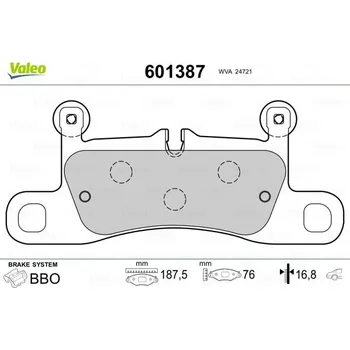 Brzdová destička Sada brzdových destiček, kotoučová brzda VALEO 601387