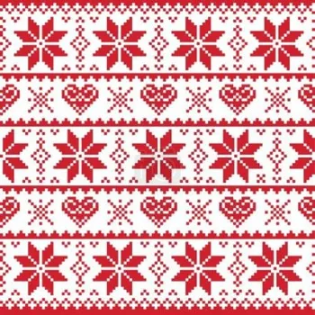 Softshell potisk , norský - pletený vzor, červený, bílý podklad, metráž, látka , funkční materiál