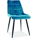 Jídelní čalouněná židle SIK VELVET tyrkysová/černá