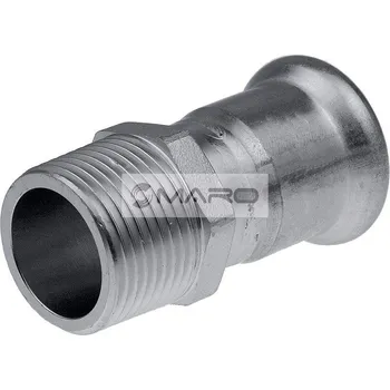 rozdělovač topení KAN-therm Inox Spojka nerezová lisovací s vnějším závitem pro pitnou vodu, topení 15 mm x 1/2", profil "M", 1609045004