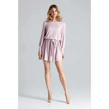 Dámské šaty Volné, elegantní šaty s dlouhými rukávy M576 FIGL Barva: Růžová, Velikost: L/XL