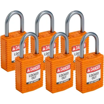 Visací zámek Nylonový zámek s hliníkovým okem SafeKey kompakt,oranžová,6 ks