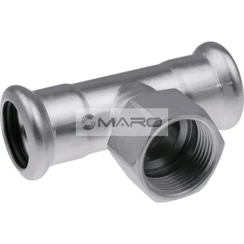 rozdělovač topení KAN-therm Inox T-kus nerezový lisovací s vnitřním závitem pro pitnou vodu, topení 18 x 3/4" x 18 mm, profil "M", 1609257016