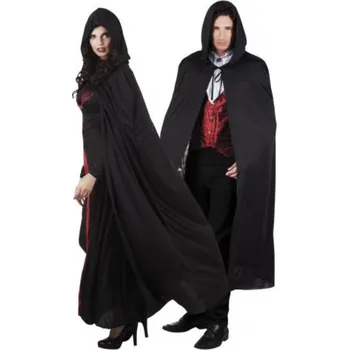 Karnevalový doplněk Dlouhý plášť s kapucí černý 140 cm