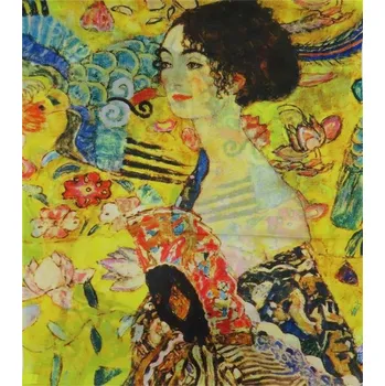 Šála Bavlissimo Šála bavlněná 180 x 70 cm Dáma s vějířem od Gustava Klimta